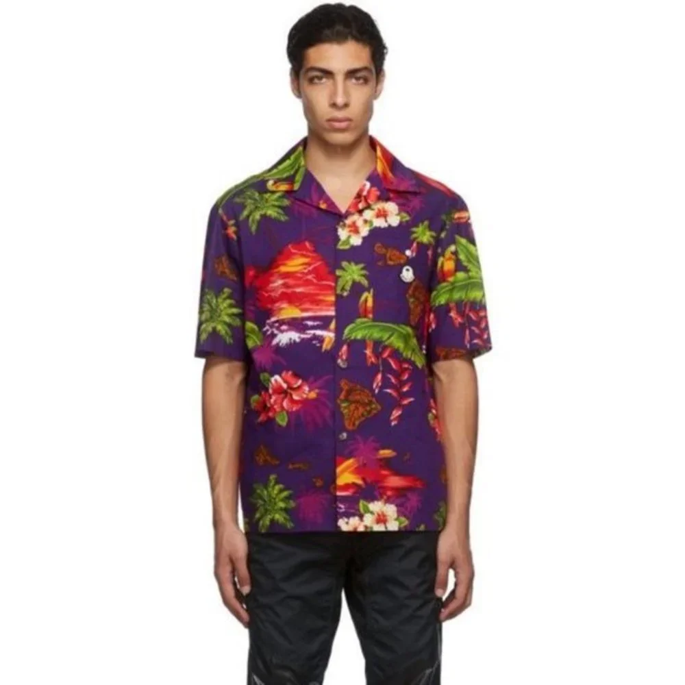 Moncler Genius Shirt Men's 8 Palm Angels Tropical Print Button Up - Picture 2 of 9